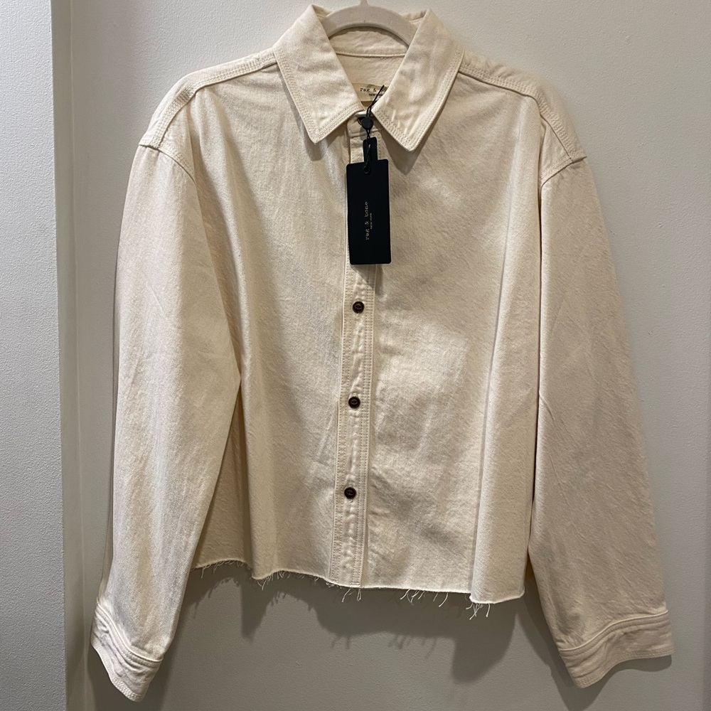 NWT Rag & Bone Cream Denim Oversized Button Shirt